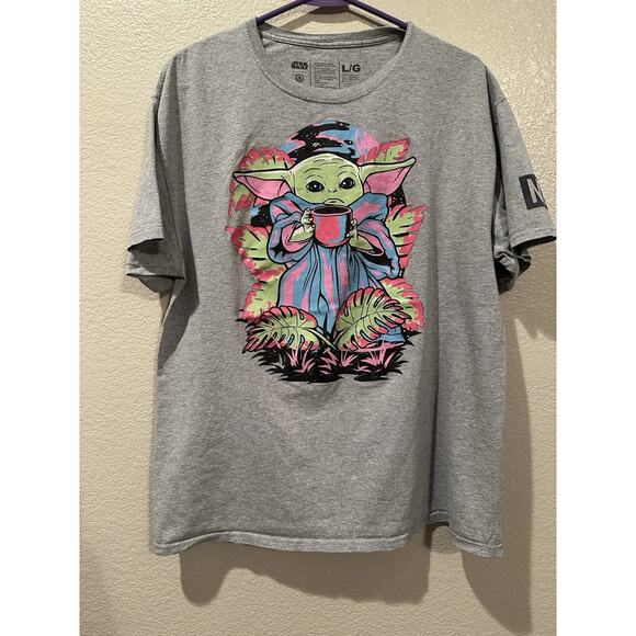 Neff Star Wars Disney Baby Grogu Mandalorian Graffiti Art Graphic Tee Sz L - Picture 1 of 5